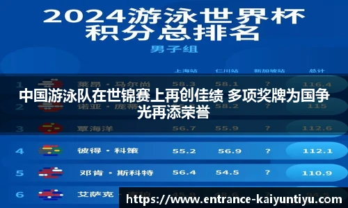 中国游泳队在世锦赛上再创佳绩 多项奖牌为国争光再添荣誉