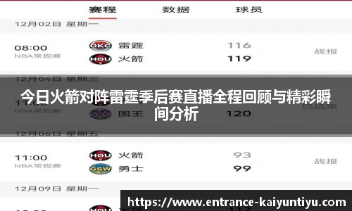今日火箭对阵雷霆季后赛直播全程回顾与精彩瞬间分析